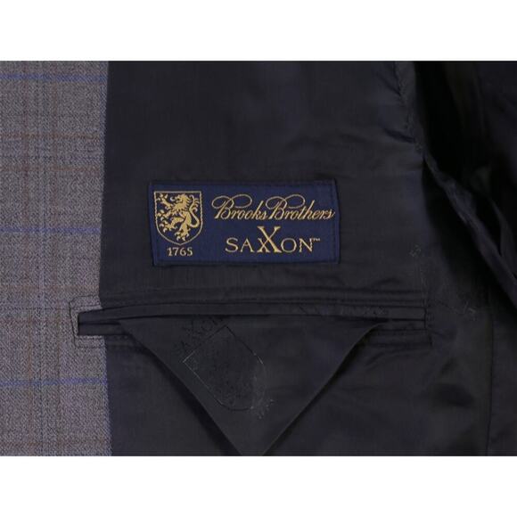 Brooks Brothers Fitzgerald Gray Blue Windowpane Saxxon Wool 2-Btn Sportcoat 42L - Picture 9 of 10